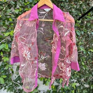 Vintage Pink Sheer Floral Top